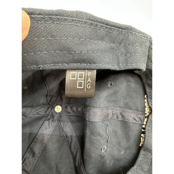 PAG Baseball Hat Navy Blue Sorry I'm Late Embroidered Text Adjustable Cap - Picture 4 of 8